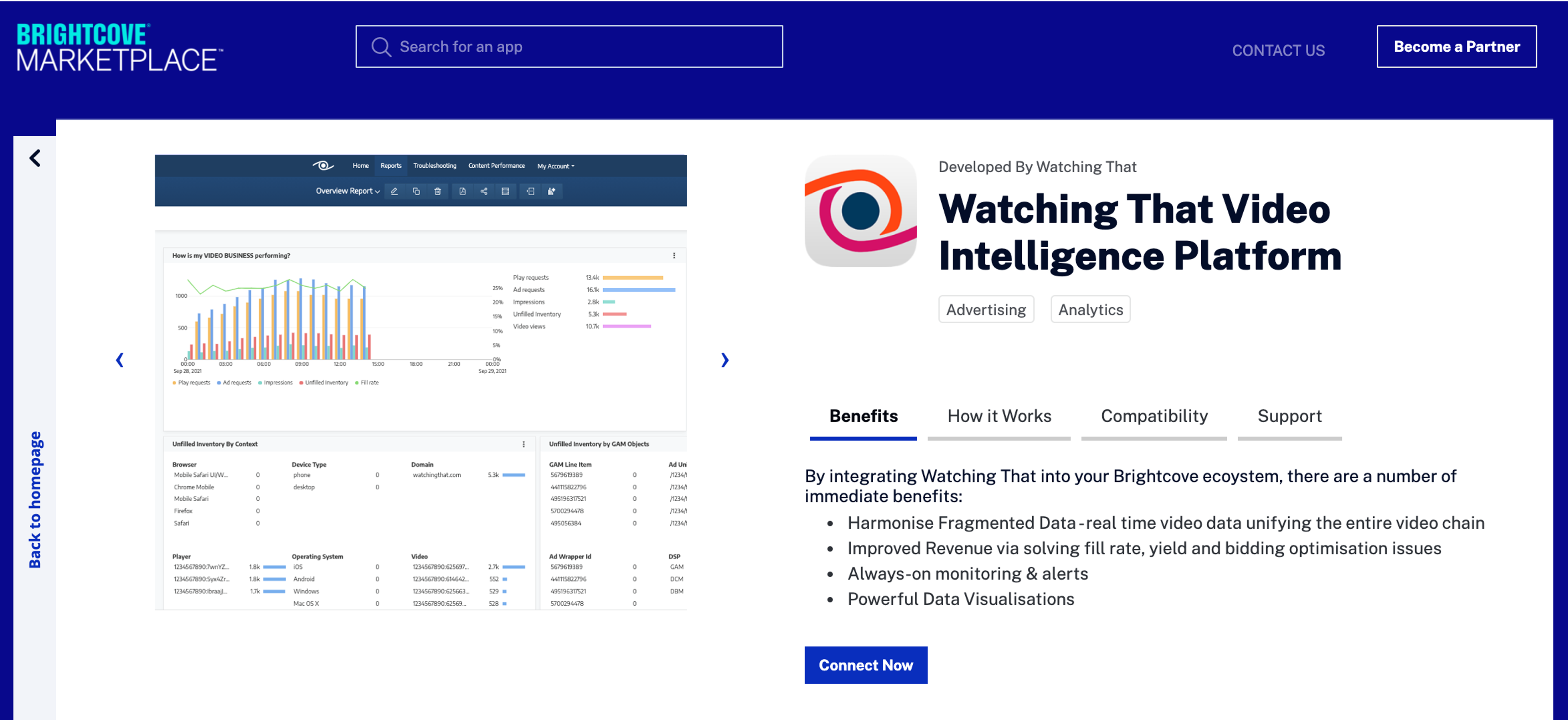 Brightcove Marketplace WT screenshot